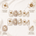 Autumn Whisper — Ivory, Caramel & Gold Foil | Handmade Press-On Nails image 4