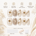 Autumn Whisper — Ivory, Caramel & Gold Foil | Handmade Press-On Nails image 5