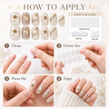 Autumn Whisper — Ivory, Caramel & Gold Foil | Handmade Press-On Nails image 6
