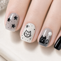 Black Cat & Stars — Ink & Milk Kitty Sketches | Handmade Press-On Nails image 4