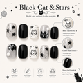Black Cat & Stars — Ink & Milk Kitty Sketches | Handmade Press-On Nails image 5