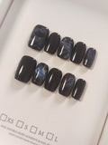Black Marble — Polished Stone Veining | Handmade Press-On Nails image 1