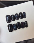 Black Marble — Polished Stone Veining | Handmade Press-On Nails image 3