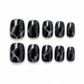 Black Marble — Polished Stone Veining | Handmade Press-On Nails image 1