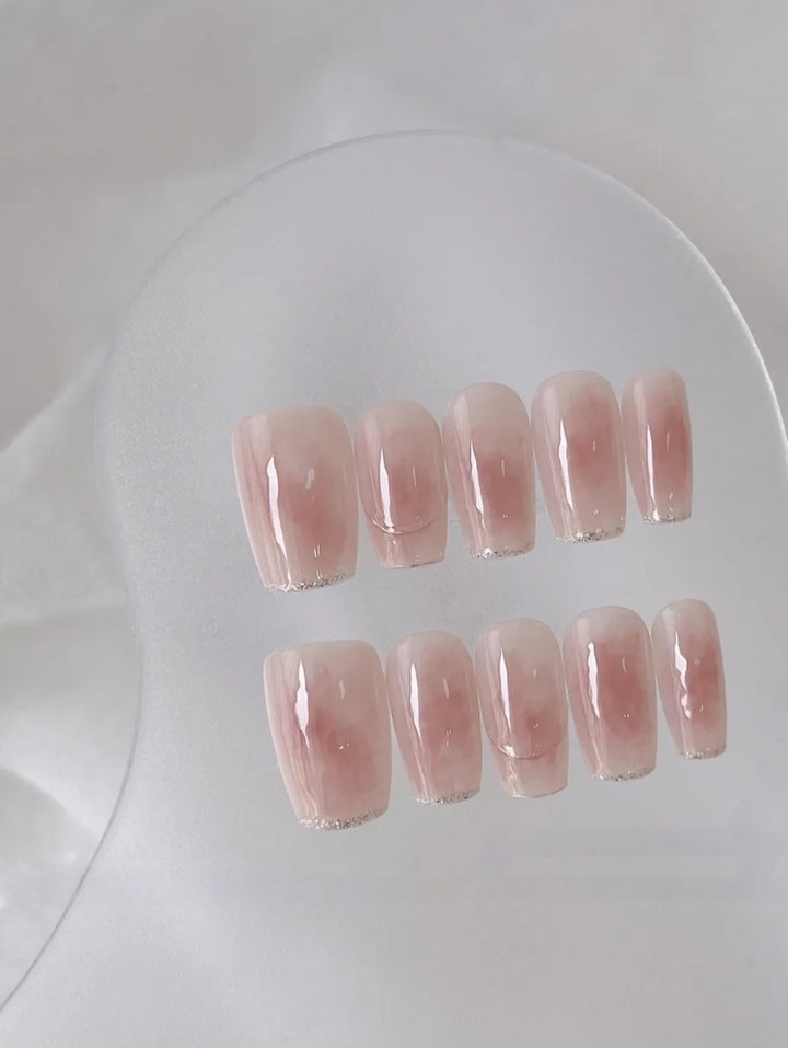 Blushing Watercolor — Soft Pink Wash, Cuticle to Tip | Handmade Press-On Nails image 1