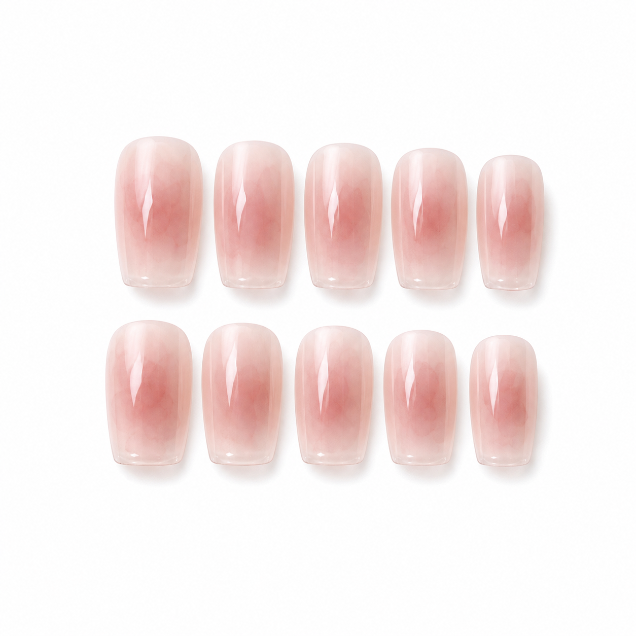 Blushing Watercolor — Soft Pink Wash, Cuticle to Tip | Handmade Press-On Nails image 1