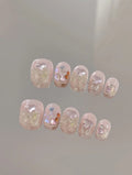 Bows & Hearts — Blush Shimmer Love Notes | Handmade Press-On Nails image 1
