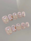 Bows & Hearts — Blush Shimmer Love Notes | Handmade Press-On Nails image 2