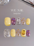 Buttercream Glitter — Goose-Yellow Sparkle | Handmade Press-On Nails image 2