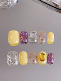 Buttercream Glitter — Goose-Yellow Sparkle | Handmade Press-On Nails image 3