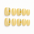 Buttercup Gems — Pale Yellow with Rainbow Stones | Handmade Press-On Nails image 1