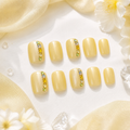 Buttercup Gems — Pale Yellow with Rainbow Stones | Handmade Press-On Nails image 4