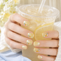 Buttercup Gems — Pale Yellow with Rainbow Stones | Handmade Press-On Nails image 5