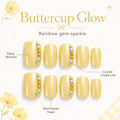 Buttercup Gems — Pale Yellow with Rainbow Stones | Handmade Press-On Nails image 6
