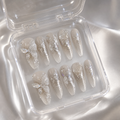 Carved Butterfly Mist — Crystal Stilettos & Silver Wings | Handmade Press-On Nails image 4