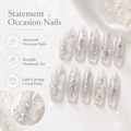 Carved Butterfly Mist — Crystal Stilettos & Silver Wings | Handmade Press-On Nails image 7