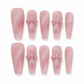 Chrome Heart Cross — Rosy Ombré with Cross Art | Handmade Press-On Nails image 1