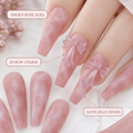 Chrome Heart Cross — Rosy Ombré with Cross Art | Handmade Press-On Nails image 4