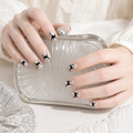 Diamond Dust Noir — Crushed Sparkle with Black Curves | Handmade Press-On Nails image 2