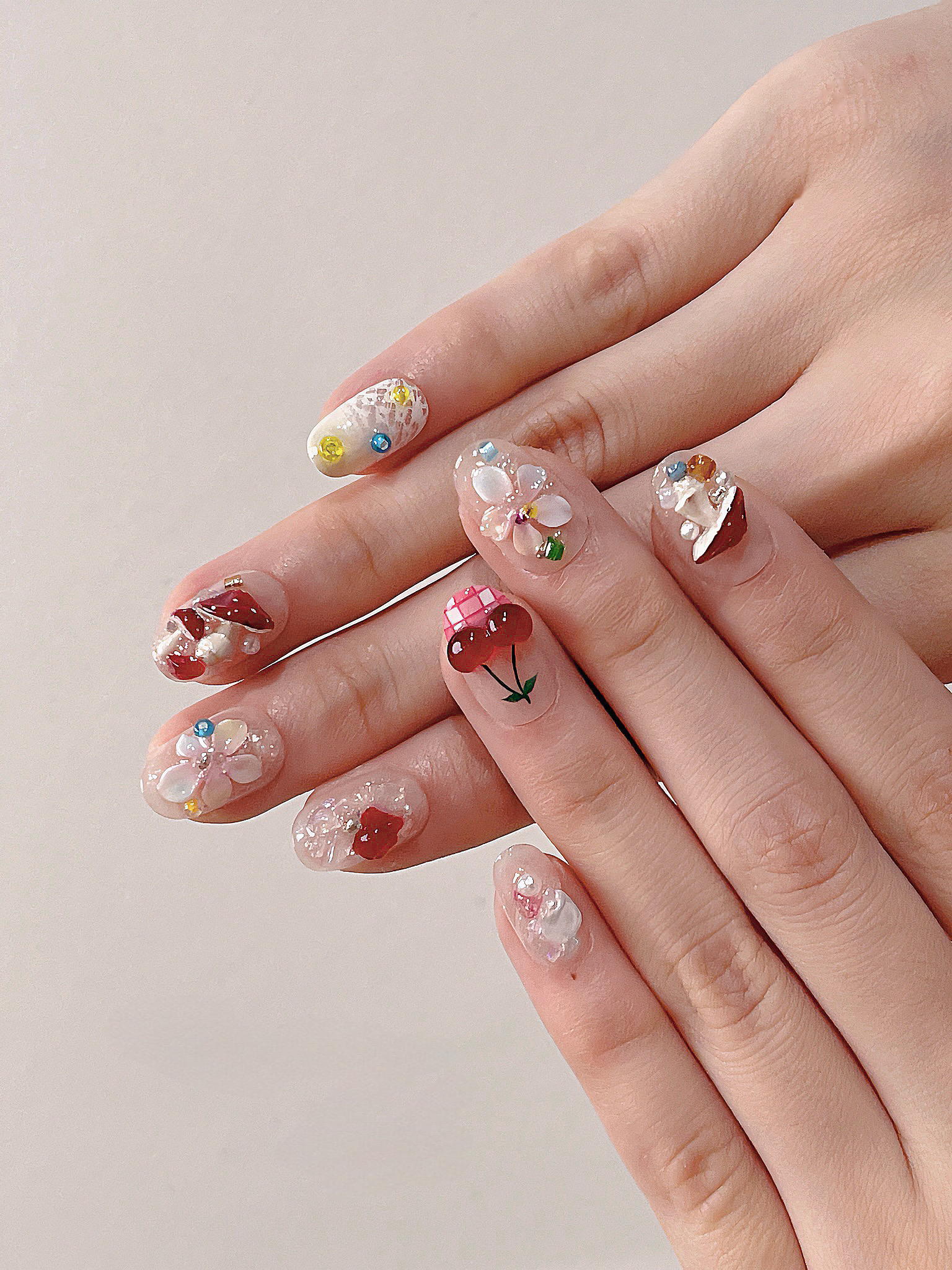 Enchanted Forest — Jewel Blooms & Tiny Charms | Handmade Press-On Nails image 3
