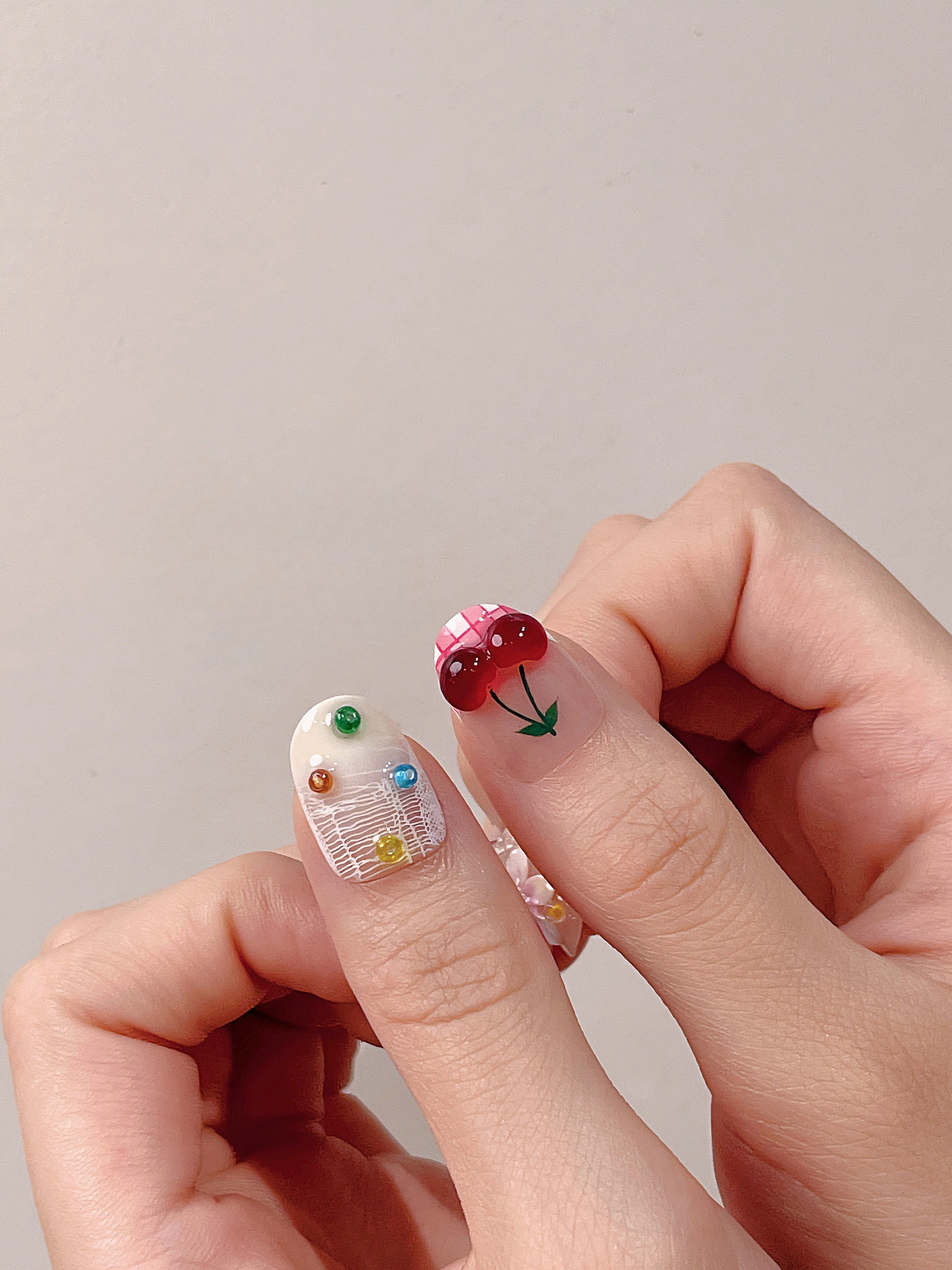 Enchanted Forest — Jewel Blooms & Tiny Charms | Handmade Press-On Nails image 4