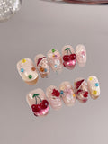 Enchanted Forest — Jewel Blooms & Tiny Charms | Handmade Press-On Nails image 7