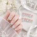 Everyday Carved Bloom — Milky French with Carved Florals | Handmade Press-On Nails image 4
