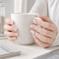 Everyday Carved Bloom — Milky French with Carved Florals | Handmade Press-On Nails image 5