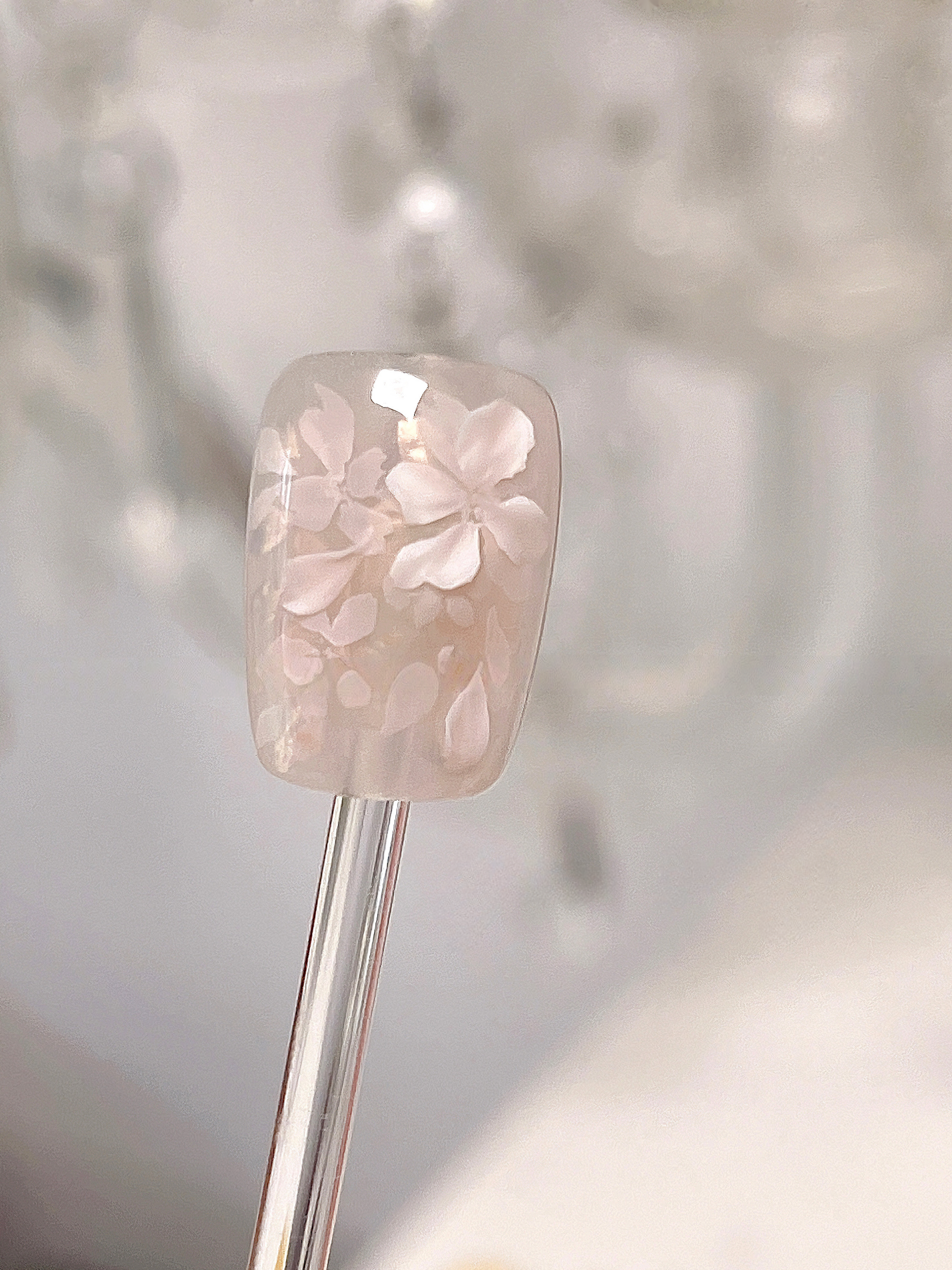Everyday Glow — Rosy Nude with White Blossoms | Handmade Press-On Nails image 2