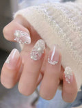Flower Fairy Luxe — Crystal-Dusted 3D Blossoms | Handmade Press-On Nails image 1