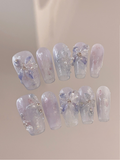 Frostbloom — Purple-Blue Ombré Ice Flower | Handmade Press-On Nails image 1