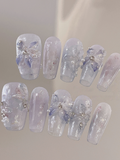 Frostbloom — Purple-Blue Ombré Ice Flower | Handmade Press-On Nails image 2