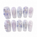 Frostbloom — Purple-Blue Ombré Ice Flower | Handmade Press-On Nails image 1
