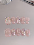 Gardenia — White Petal on Milky Blush | Handmade Press-On Nails image 1