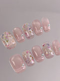 Gardenia — White Petal on Milky Blush | Handmade Press-On Nails image 2
