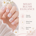Gardenia — White Petal on Milky Blush | Handmade Press-On Nails image 5