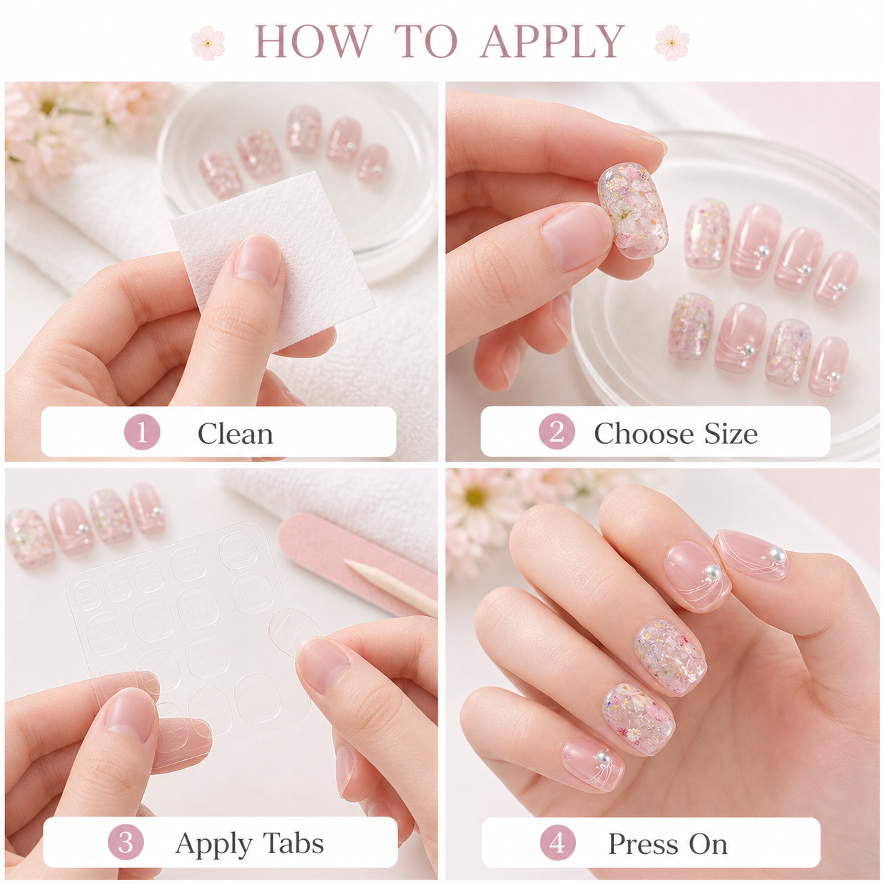 Gardenia — White Petal on Milky Blush | Handmade Press-On Nails image 7