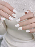 Gardenia White — Pure White with Pearl Glow | Handmade Press-On Nails image 4