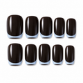 Hot Coffee — Espresso Gloss with Silver | Handmade Press-On Nails image 1