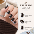Hot Coffee — Espresso Gloss with Silver | Handmade Press-On Nails image 5