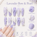 Lavender Bow & Pearl — Matte Chiffon Drapes with Pearls | Handmade Press-On Nails image 5