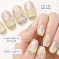 Lemon & Sky Cat-Eye — Sunny Yellow-Blue French | Handmade Press-On Nails image 4