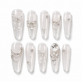 Liquid Butterfly — Chrome Wings in Glass | Handmade Press-On Nails image 1