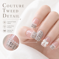 Little Luxe Tweed — Ivory Tweed, Pearls & Silver Thread | Handmade Press-On Nails image 5