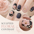 Night Isle Garden — Blush Blossoms on Ink Navy | Handmade Press-On Nails image 5