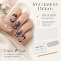Night Isle Garden — Blush Blossoms on Ink Navy | Handmade Press-On Nails image 6