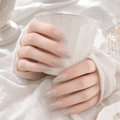 Nude Cat-Eye Pink Bloom — Dimensional Flowers on Velvet Shimmer | Handmade Press-On Nails image 2