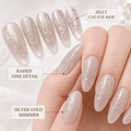 Nude Cat-Eye Pink Bloom — Dimensional Flowers on Velvet Shimmer | Handmade Press-On Nails image 4
