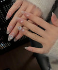 One Carat — Sheer Shimmer with Solitaire Crystals | Handmade Press-On Nails image 1