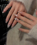 One Carat — Sheer Shimmer with Solitaire Crystals | Handmade Press-On Nails image 2